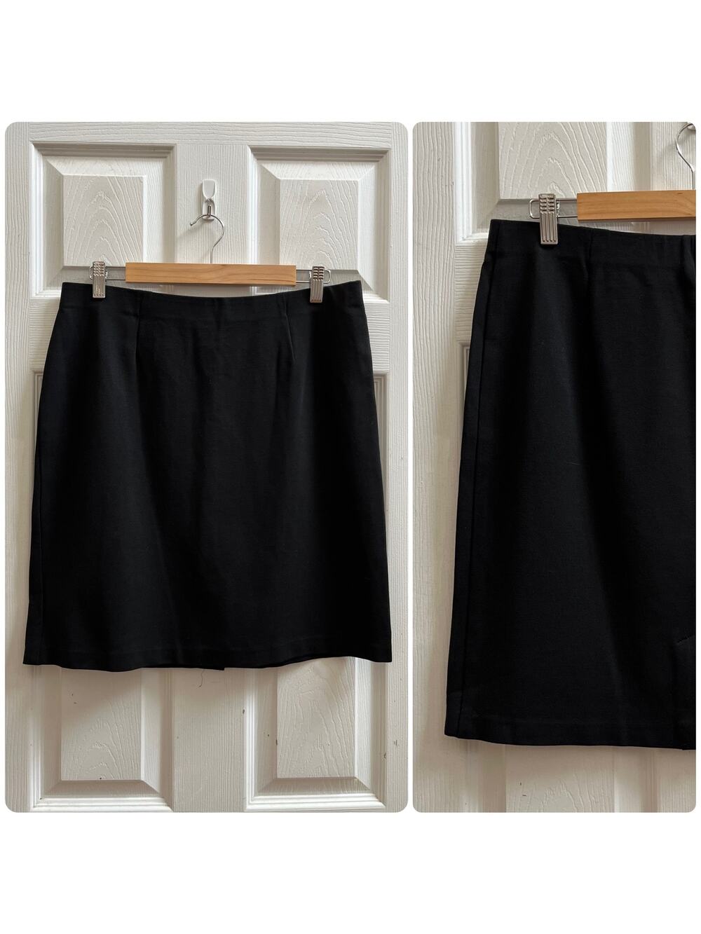 J Jill Black Knit Elastic Waistband Straight Knee Length Pull On Skirt Medium
